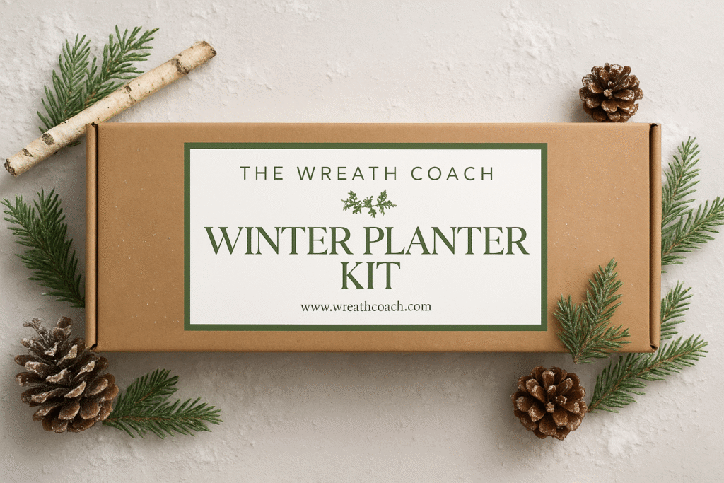 The Wreath Coach Winter Planter Kit packaging