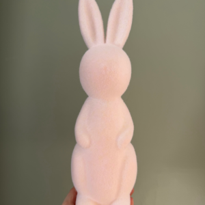 Soft Velvet Glow Pink Flocked Easter Bunny – 12.59″ Tall